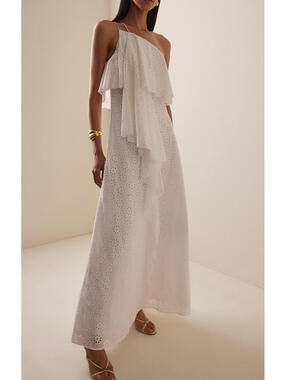 NWT $600 Staud Isa White Designer Cotton Broderie Embroidered Dress Small